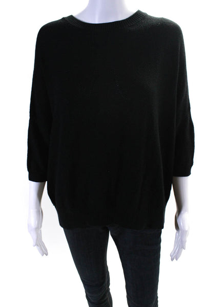 Organic John Patrick Womens Short Sleeve Crew Neck Sweatshirt Black Size Medium