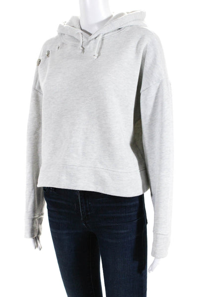Ba&Sh Womens Cotton Jersey Knit Long Sleeve Cropped Pullover Hoodie Gray Size S
