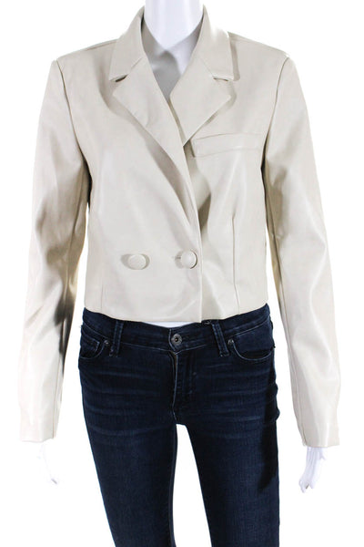 7 For All Mankind Womens Notched Collar Cropped Blazer Jacket Beige Size Small