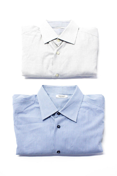 Taccaliti Gallia Mens Button Down Dress Shirts Blue White Size Extra Large Lot 2
