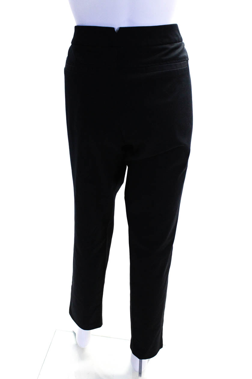 Ecru Women's Flat Front Cotton Blend Slim Fit Dress Pants Black
