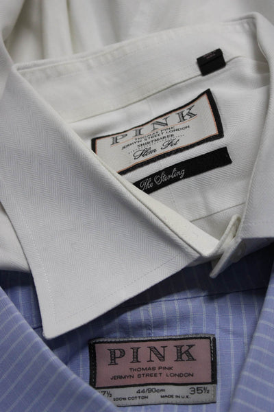 Thomas Pink Men's Long Sleeve Button Down Shirts Blue White Size 17.5 Lot 2