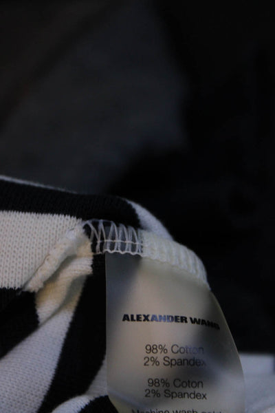 T Alexander Wang Womens Breton Stripe Crop Long Sleeve T Shirt Navy White Small