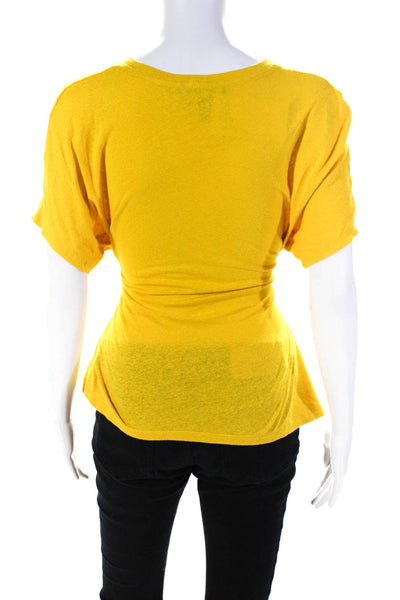 BCBGMAXAZRIA Womens Yellow Tie Waist Top Size 2 14044139
