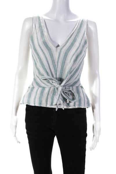 Adelyn Rae Behati Stripe Tie Top Blue M