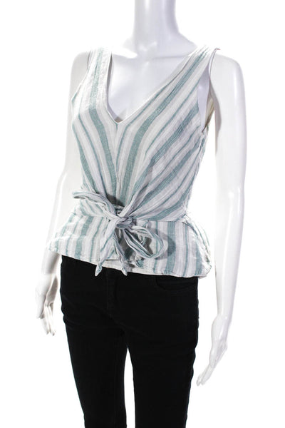 Adelyn Rae Behati Stripe Tie Top Blue M