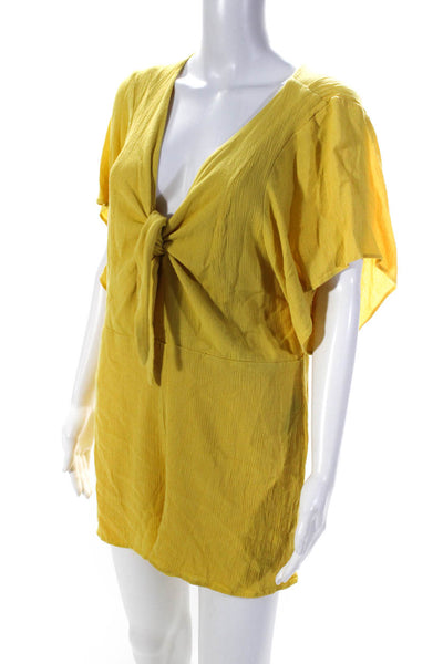 Louna Womens Mustard Tie Romper Size 0 12663223