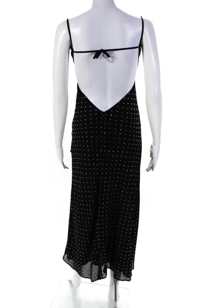 LPA Womens Rhinestone Print Draped Neck Open Back Maxi Cami Dress Black Size XS