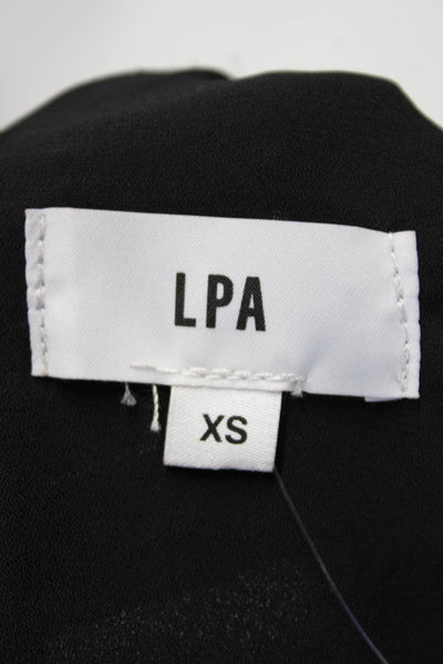LPA Womens Rhinestone Print Draped Neck Open Back Maxi Cami Dress Black Size XS