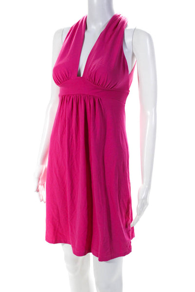 Susana Monaco Womens Cross Strap V-Neck Sleeveless Mini Dress Hot Pink Size S