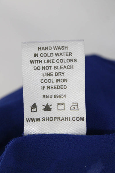Rahi Womens Animal Print Puff Shoulder Side Zip Drop Hem Mini Dress Blue Size XS