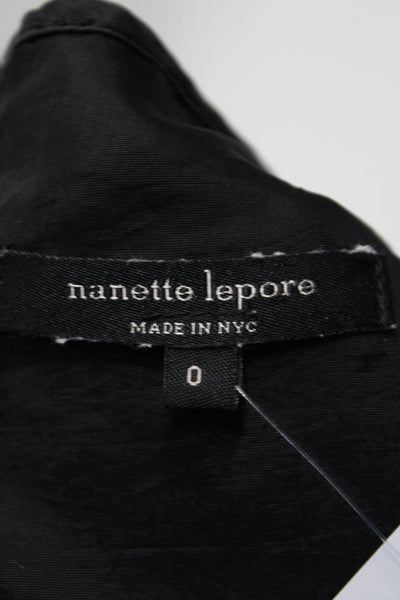 Nanette Lepore Womens Ombre Boat Neck Cap Sleeve Knee Length Dress Black Size 0