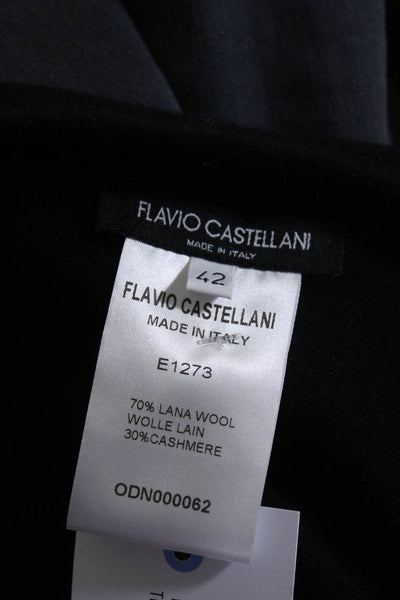 Flavio Castellani Womens Open Front Crop Shrug Cardigan Sweater Black Wool IT 42