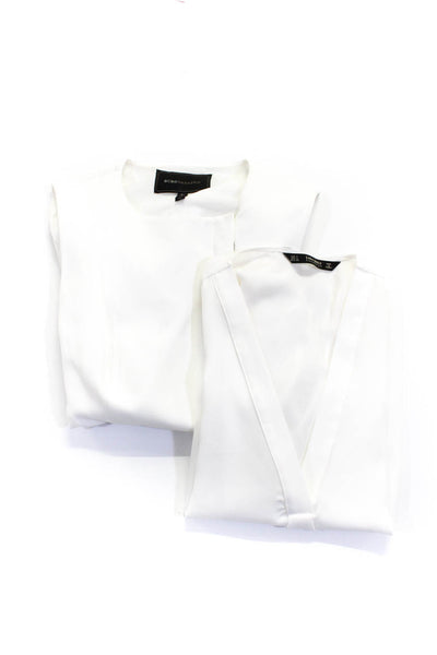 BCBGMAXAZRIA Zara Womens White Sleeveless Peplum Blouse Top Size XS S lot 2