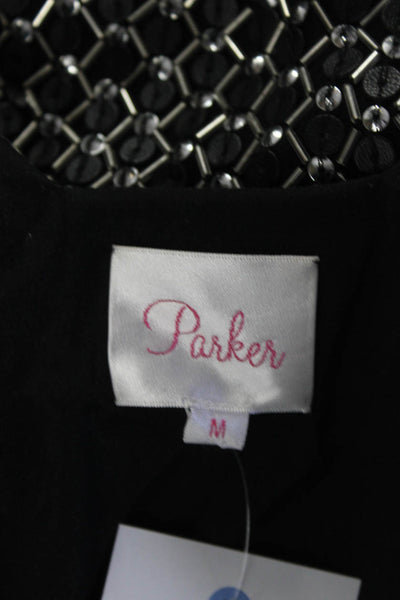 Parker Women's Sequin Embellished Sleeveless V Neck Blouse Silver Size M