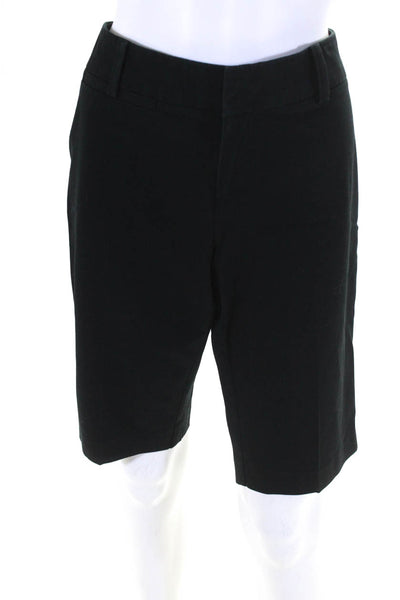 Ecru Women's Cotton Blend Flat Front Knee Length Shorts Black Size 8