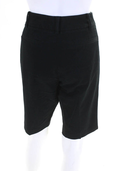 Ecru Women's Cotton Blend Flat Front Knee Length Shorts Black Size 8