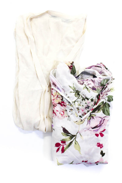Zara Women's V-Neck Short Sleeves Floral Blouse Size XL Lot 2