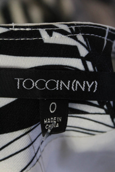 Toccin Womens Graphic Plant Back Zipped Belt Long Sleeve Midi Dress Black Size 0