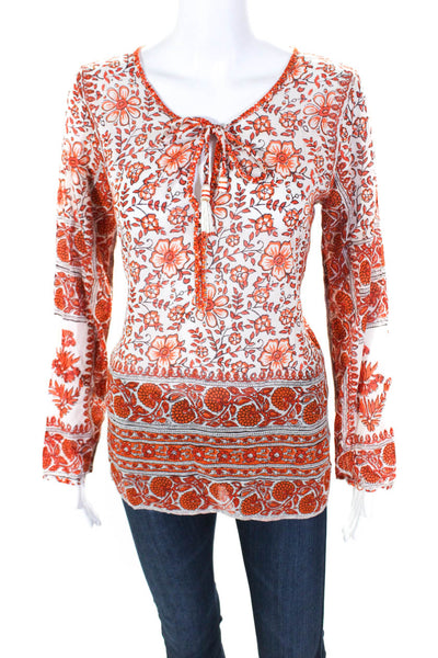 Calypso Saint Barth Women's V-Neck Long Sleeves Floral Blouse Size S