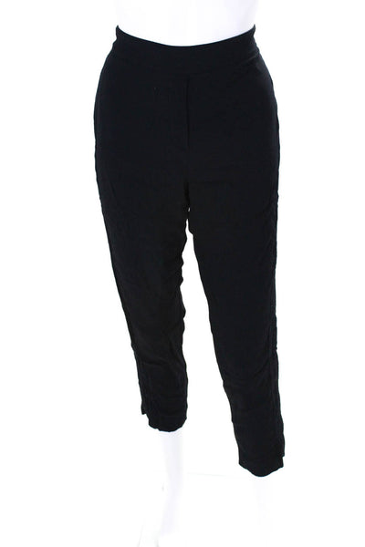 Reiss Womens Chiffon Side Stripe Elastic Waist Ankle Pants Trousers Black Size 8