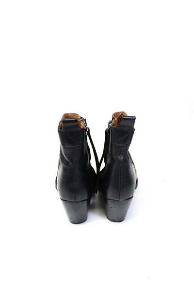 ACNE Studios Womens Leather Round Side Zip Block Heel Ankle Boots Black Size 8