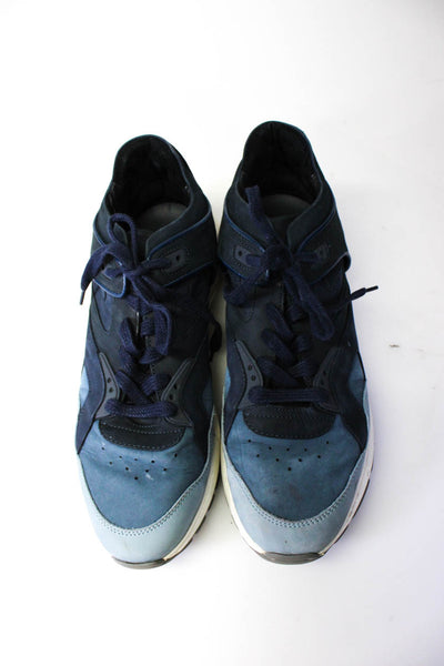 Filling Pieces Mens Blue Suede Low Top Lace Up Athletic Sneakers Shoes Size 10
