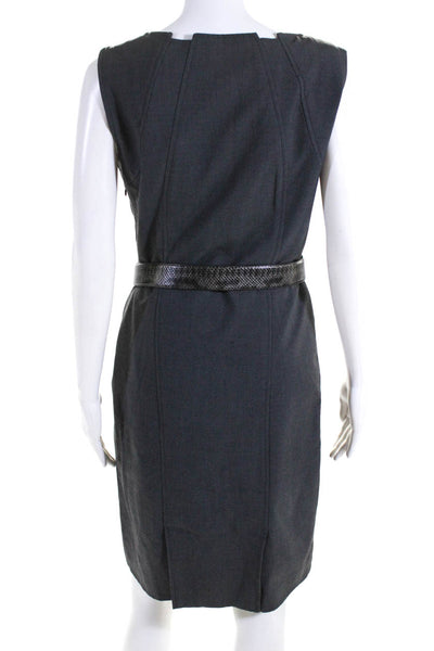 Calvin Klein Womens Sleeveless Knee Length Side Zip Up Sheath Dress Gray Size 4