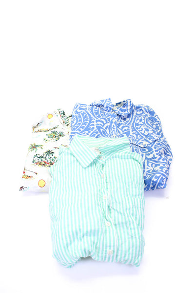 J Crew Womens Cotton Striped Floral Print Buttoned-Up Tops Blue Size S 6 Lot 3
