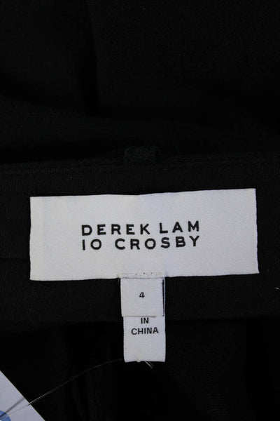 Derek Lam 10 Crosby Womens Pleated Flare Leg Striped Pants Black Cotton Size 4