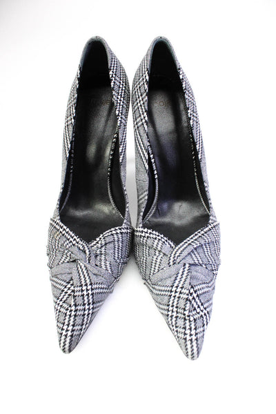 Maje Women's Plaid High Heel Pointed Toe Pumps Gray Size 40