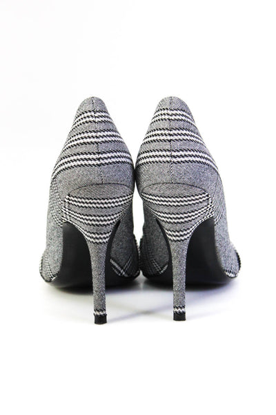 Maje Women's Plaid High Heel Pointed Toe Pumps Gray Size 40