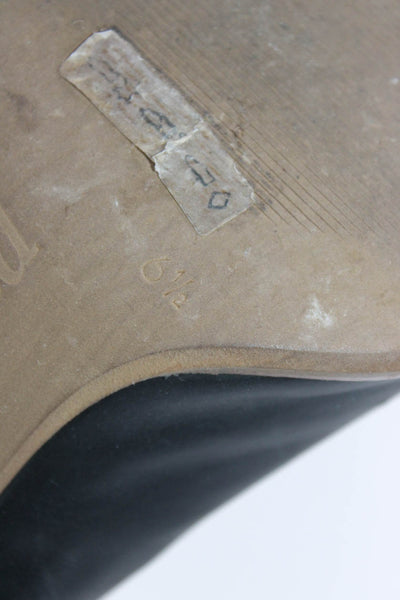 Paul Green Womens Leather Open Back Peep Toe Side Zip Heels Black Size 6.5
