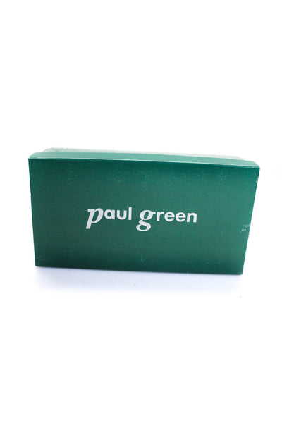 Paul Green Womens Leather Open Back Peep Toe Side Zip Heels Black Size 6.5