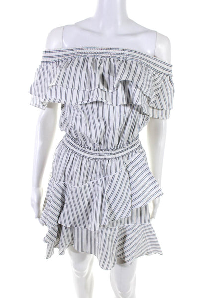 Designers Remix Charlotte Eskilden Women's Off Shoulder Mini Dress White Size 32