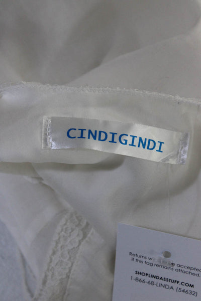 Cindi Gindi Women's Spaghetti Strap V Neck Lace Tank Top White Size M