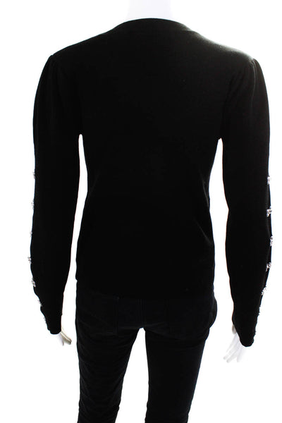 Jonathan Simkhai Womens Black Wool Hook Detail Long Sleeve Sweater Top Size S