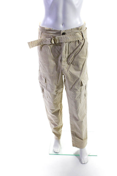 Frame Womens Belted Mid Rise Straight Leg Khaki Cargo Pants Beige Size 26
