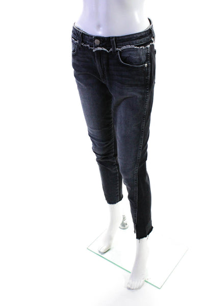 Amo Womens Twist Two Tone Split Ankle Mid Rise Skinny Jeans Gray Size 27