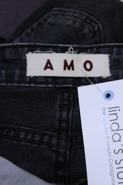 Amo Womens Twist Two Tone Split Ankle Mid Rise Skinny Jeans Gray Size 27