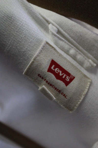 Levis Mens Button Down Shirt White Cotton Size Extra Extra Large