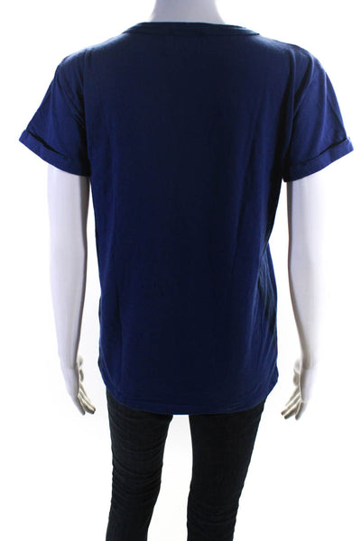 Maison Labiche Womens 99 Problems Short Sleeve Tee Shirt Blue Cotton Size Small