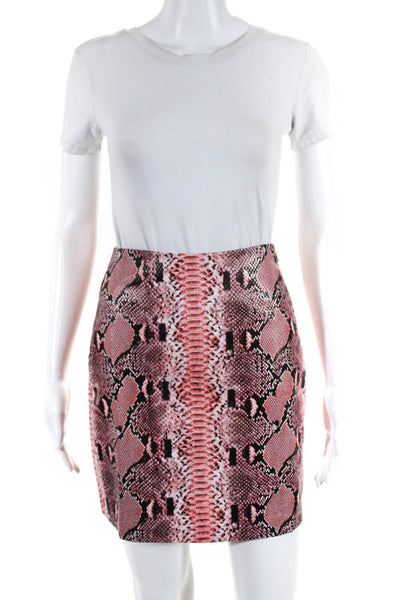 Endless Rose Womens Side Zip Faux Leather Snakeskin Print Skirt Pink Size XS