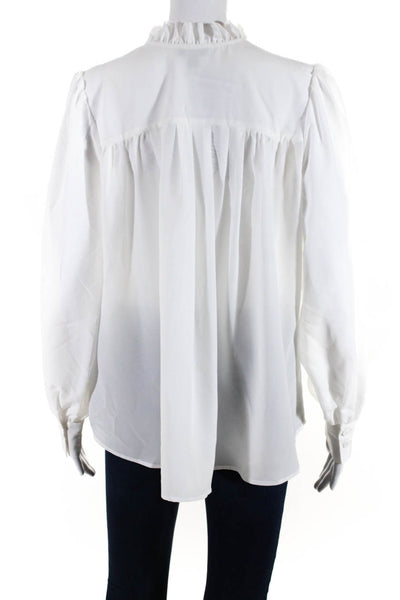 Industrie Atelier Womens Ruffled Button Down Blouse White Size Petite Small