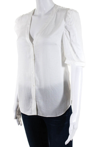 Industrie Atelier Womens V Neck Puffy Sleeves Shirt White Size Petite Small