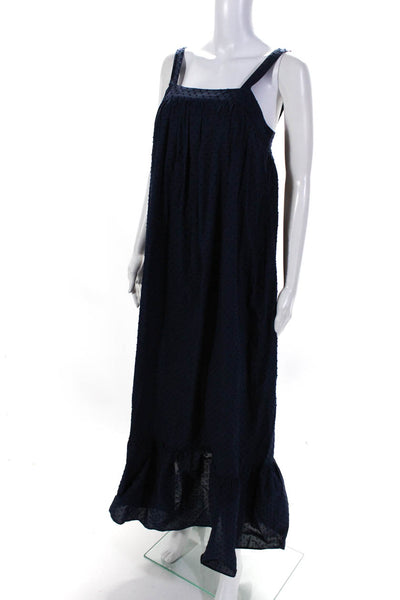 LDT Womens Cotton Textured Square Neck Flared Hem Drop Waist Dress Blue Size 0