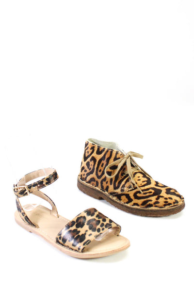 Crewcuts Girls Open Toe Ankle Buckle Animal Print Sandals Size 3 Lot 2