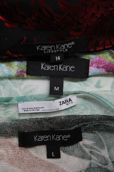 Karen Kane Women's Collar V-Neck Textured Blouse Red Size 14 Lot 4