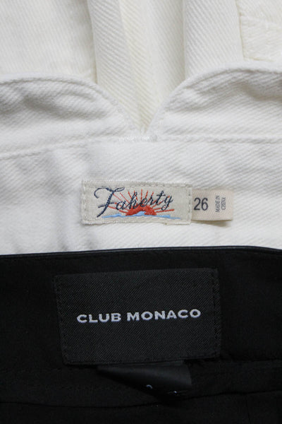 Club Monaco Faherty Women's Faux Leather Scalloped Hem Shorts Black Size 2 26, L