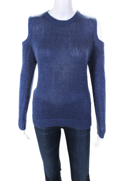 Acrobat Women's Long Sleeve Cold Shoulder Crewneck Sweater Blue Size M